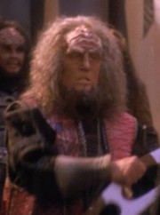 A Klingon portraying the mythical figure of Molor, on Maranga IV