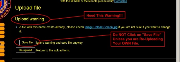 Sample Upload Warning Screen